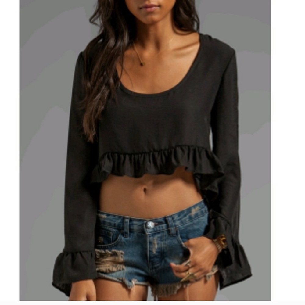 Show Me Your MuMu Black Crop Top Sz M